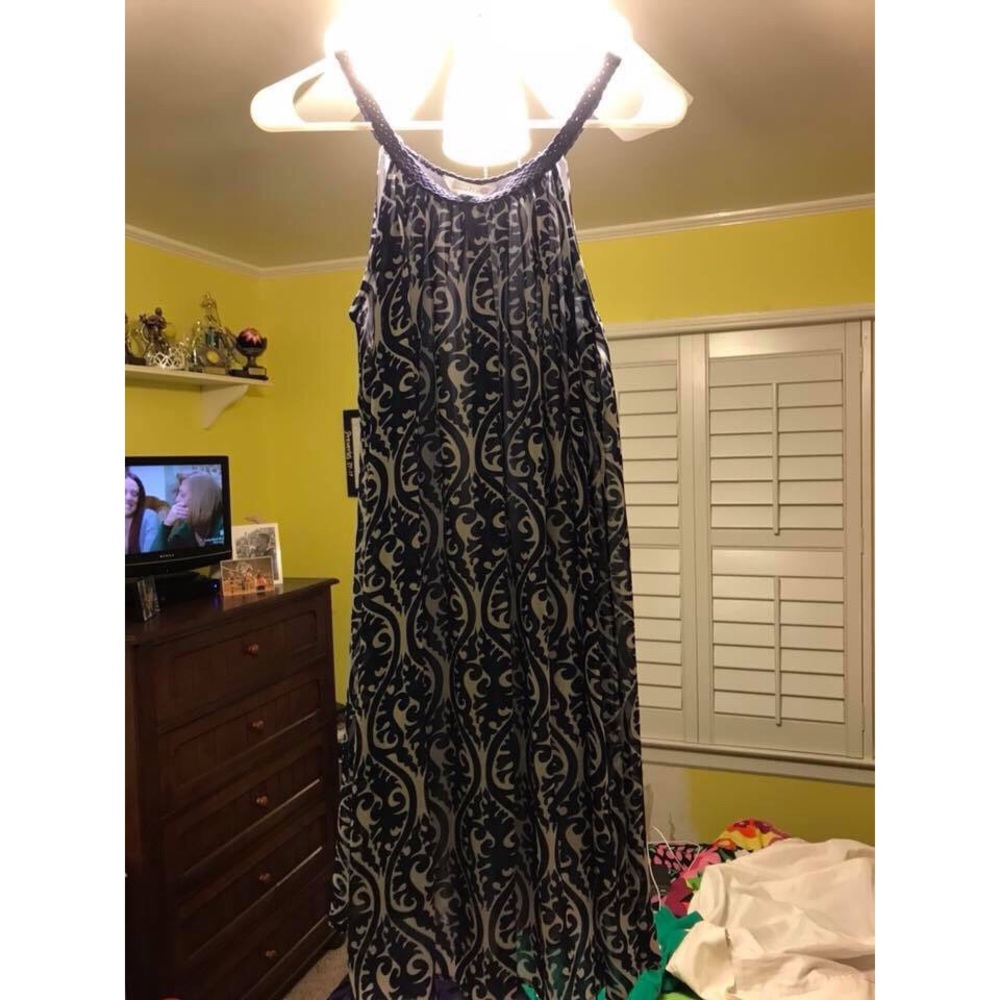 Blue and White Paisley Dress